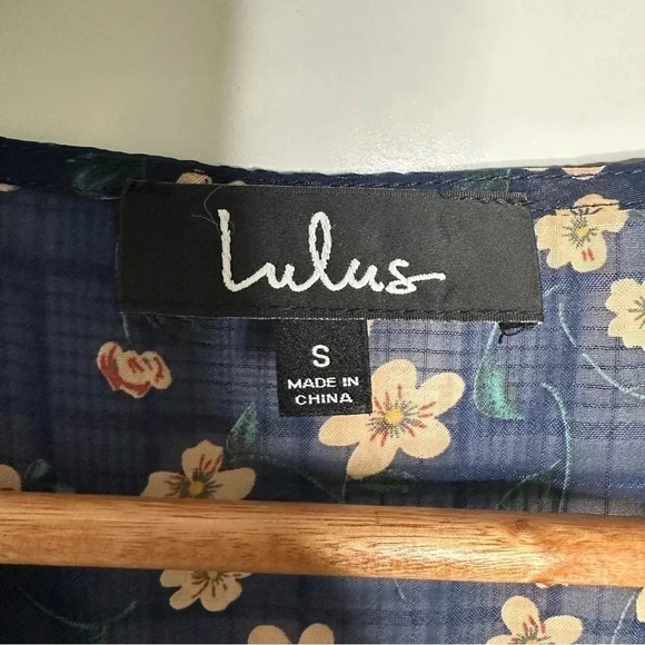 Lulus Petals and Poetry Navy Blue Floral Print Ruffled Midi Dress Size Small - Picture 7 of 14